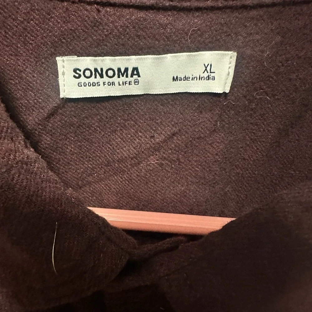 Sonoma Men's Rich Burgundy Button-Down Shirt - Picture 2 of 5